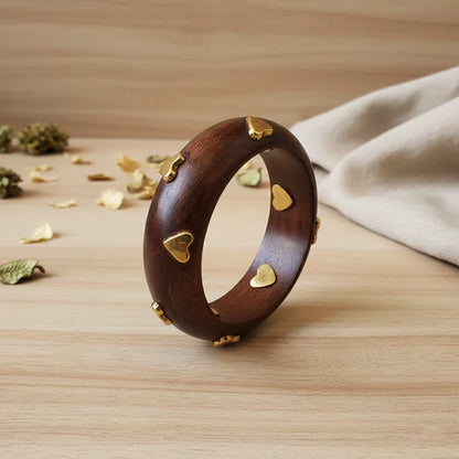 Brown Color Single Hand 1 Piece Of Wooden Bangle Size: 2.6